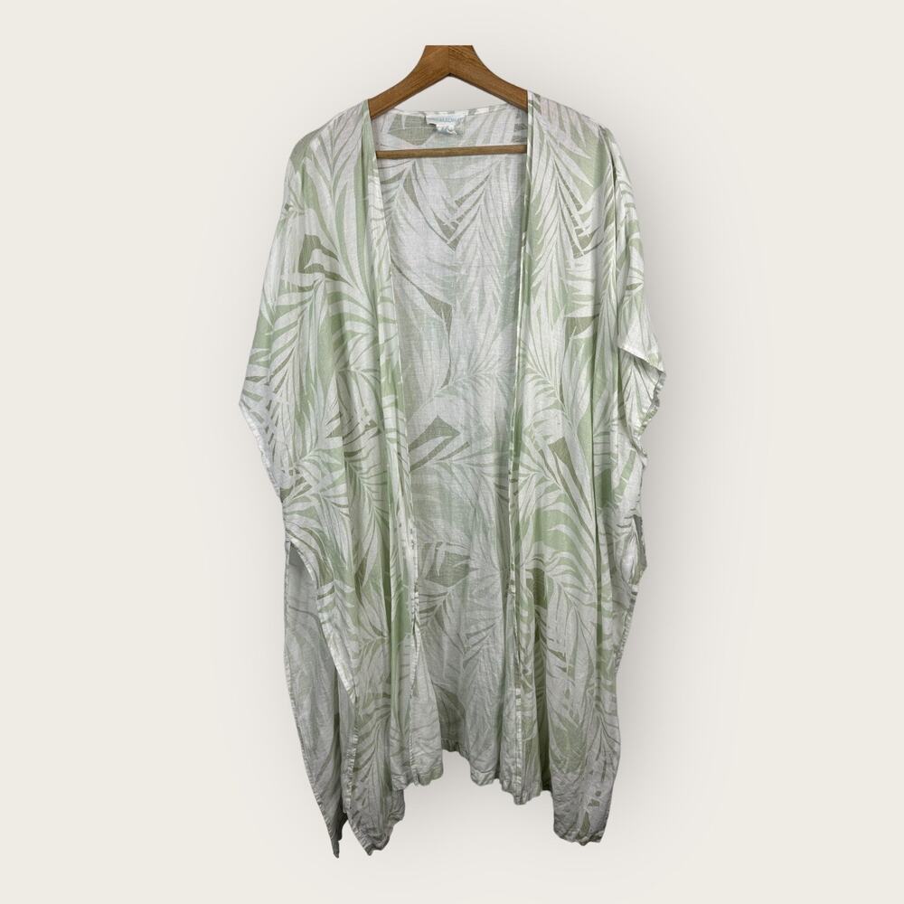 Cynthia Rowley Womens One Size Linen Blend Kimono Tropical Beach Swim Coverup